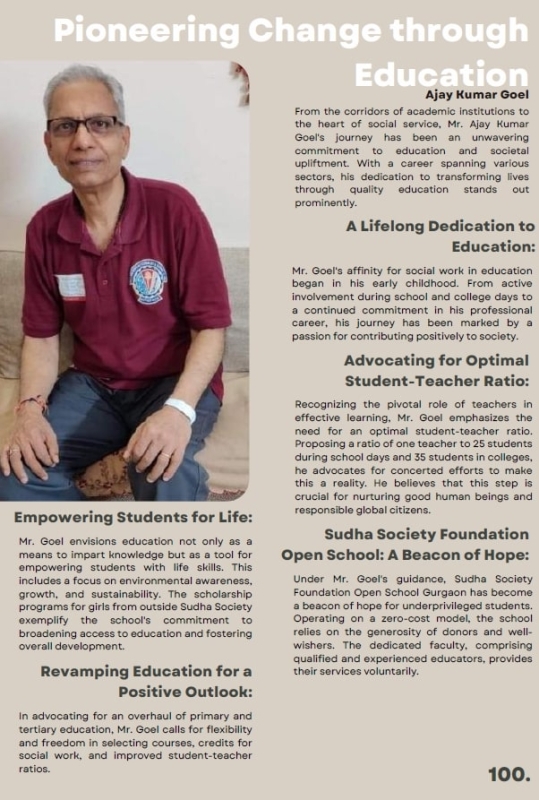 Ajay Kumar Goel- General Secretary, Sudha Soicety Foundation, Gurgaon